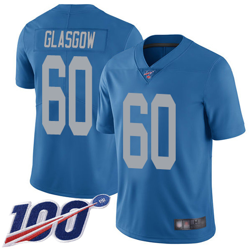 Detroit Lions Limited Blue Men Graham Glasgow Alternate Jersey NFL Football #60 100th Season Vapor Untouchable->detroit lions->NFL Jersey